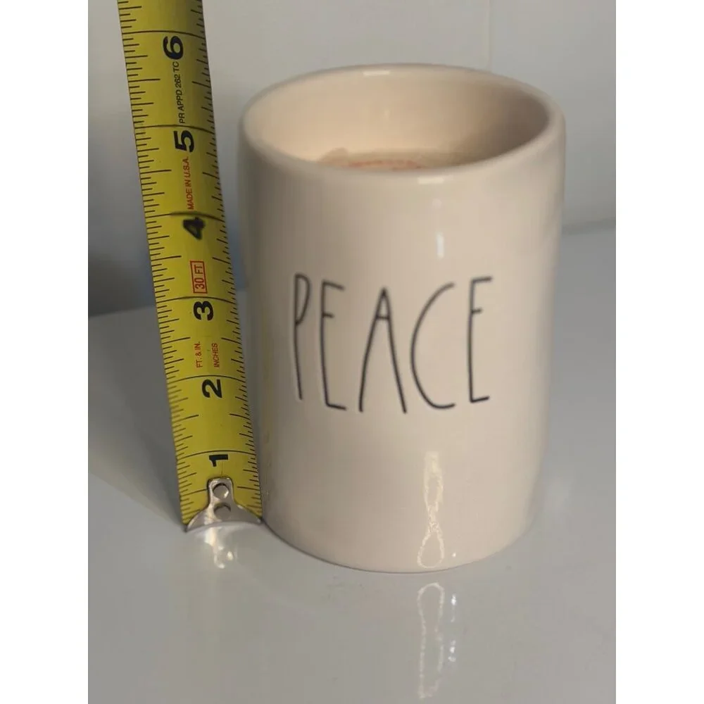 NEW Rae Dunn Magenta Peace Cypress Cedar Scented Candle 7 oz‎ Ceramic Jar Beige